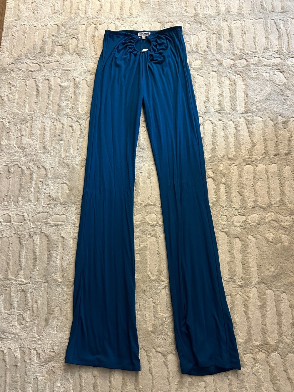 Fashion Nova Teal Blue Wide-Leg Jumpsuit Pants with Twist Detail